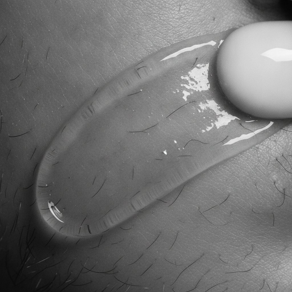 Serum applied to skin beneath beard hair